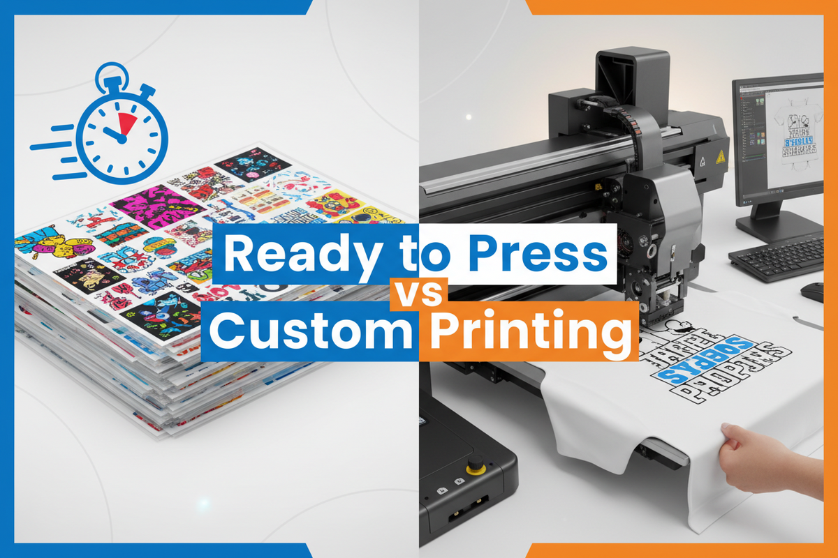 Ready-to-press DTF transfers and custom printing machine comparison.