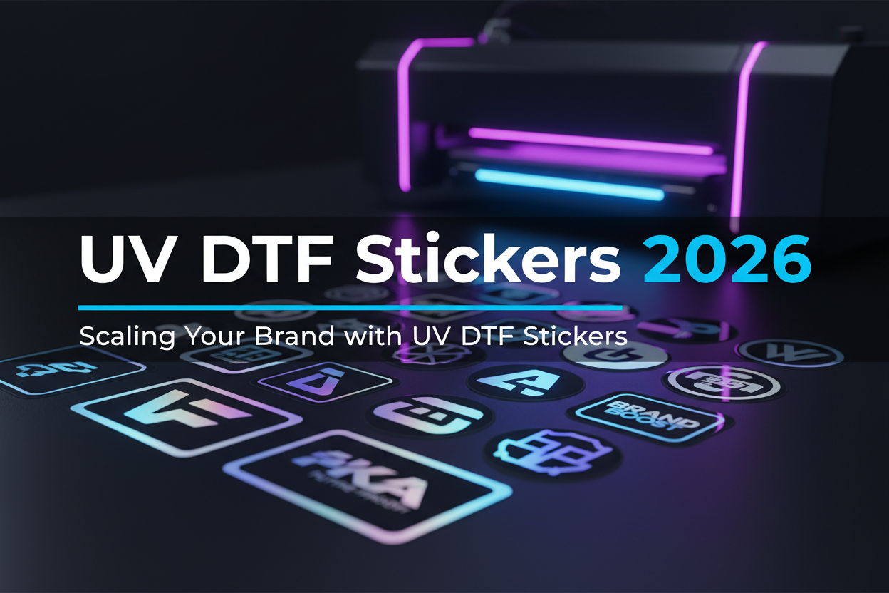 2026 UV DTF Stickers scaling brand identity on hard surfaces.